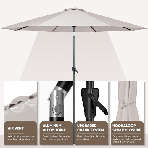Large Patio Market Outdoor Umbrella With Push Button Tilt