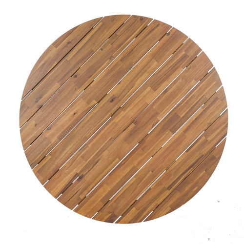 5-Piece Outdoor Acacia Wood Round Dining Set, Solid Wood Patio Table