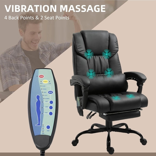 High Back Massage Office Chair With 6 Vibration Points And Footrest