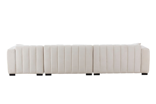 139'' Channel Tufted Sofa Velvet Upholstered Left Chaise Modular Sofa