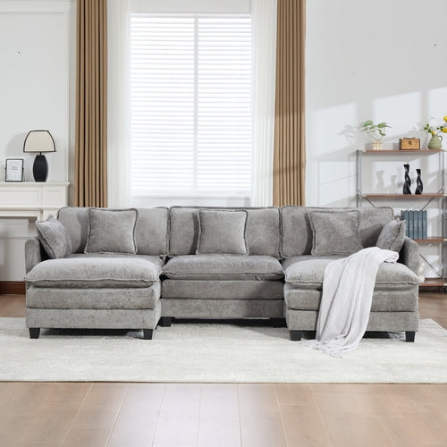 Cloud Sofa Modern Sectional Couch, Double Layer Upholstered Chenille