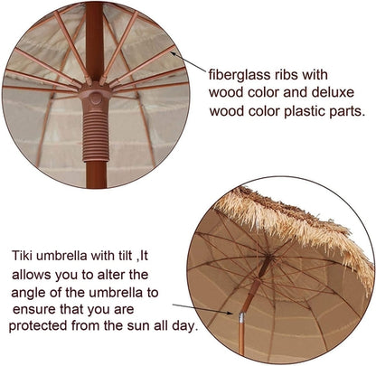 7.5ft Tiki Umbrella Thatched Cover For Beach Patio