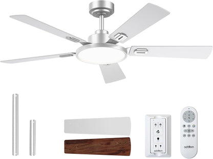 52 Inch Silver Ceiling Fan With Light And Remote Dimmable