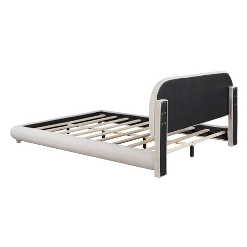 Teddy Fleece Upholstered Platform Bed with Thick Fabric, Solid Frame