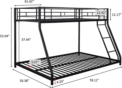 Heavy Duty Twin Over Full Metal Floor Bunk Bed With Ladder