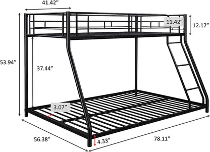 Heavy Duty Twin Over Full Metal Floor Bunk Bed With Ladder