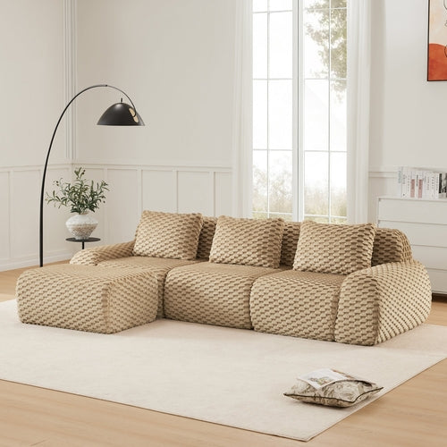 114 Modern L-Shaped Modular Sectional Sofa For Living Room,Flannelette