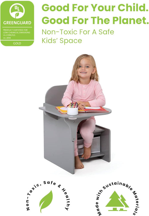 Mysize Chair Desk With Removable Cup Holder Grey Bin