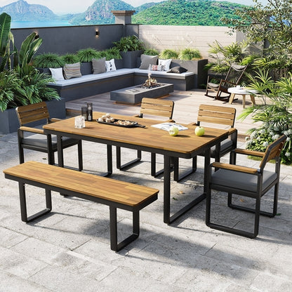 6-Piece Outdoor Dining Set, Acacia Wood, 1 Table with 4 Chairs & 1