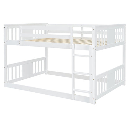 Full Over Full Bunk Bed with Ladder, White