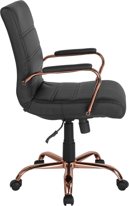 Whitney Mid Back LeatherSoft Desk Chair With Adjustable Height Black