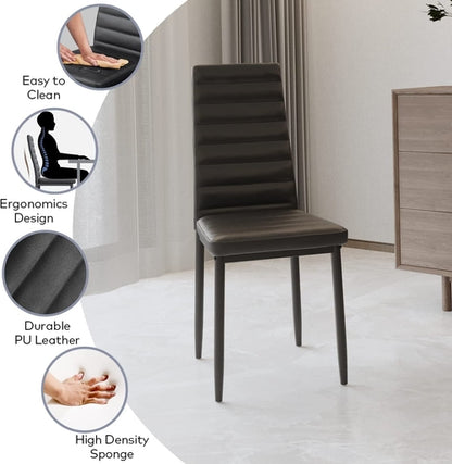 Glass Dining Table Set For 6 With PU Leather Chairs 7 Piece