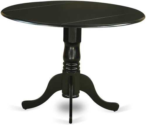 5 Piece Drop Leaf Dining Table Set Black Faux Leather