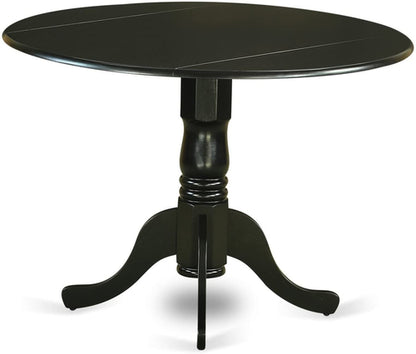 5 Piece Drop Leaf Dining Table Set Black Faux Leather