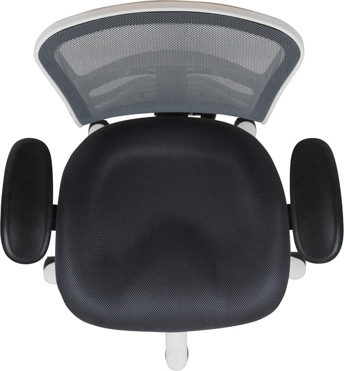 Nicholas Gray And White Mesh Mid Back Swivel Office Chair With