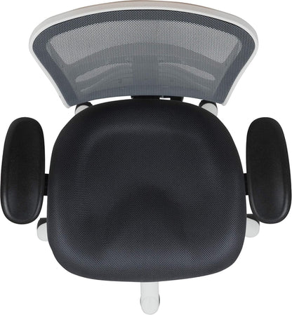 Nicholas Gray And White Mesh Mid Back Swivel Office Chair With