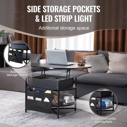 Lift Top Coffee Table, 35.3 In Round Coffee Table With Extra Storage