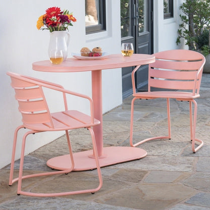 Santa Monica 3-Piece Outdoor Bistro Set – Modern Iron Patio Dining Set