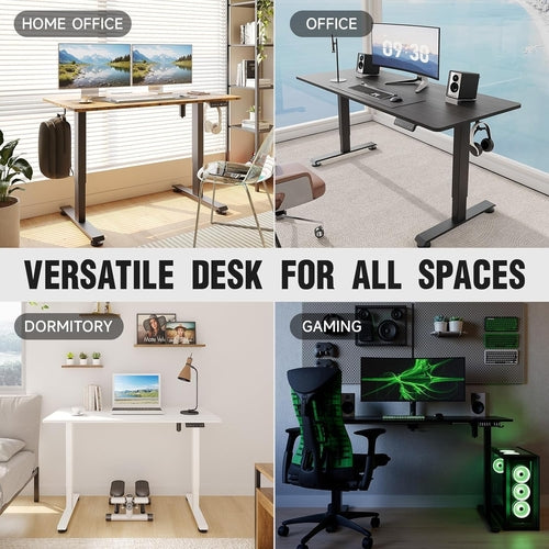 47.2 Inch Electric Standing Desk Wood Desktop Brown