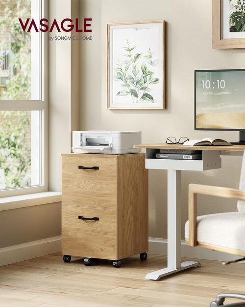 Straw Yellow 2 Drawer Rolling File Cabinet Printer Stand