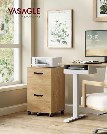 Straw Yellow 2 Drawer Rolling File Cabinet Printer Stand