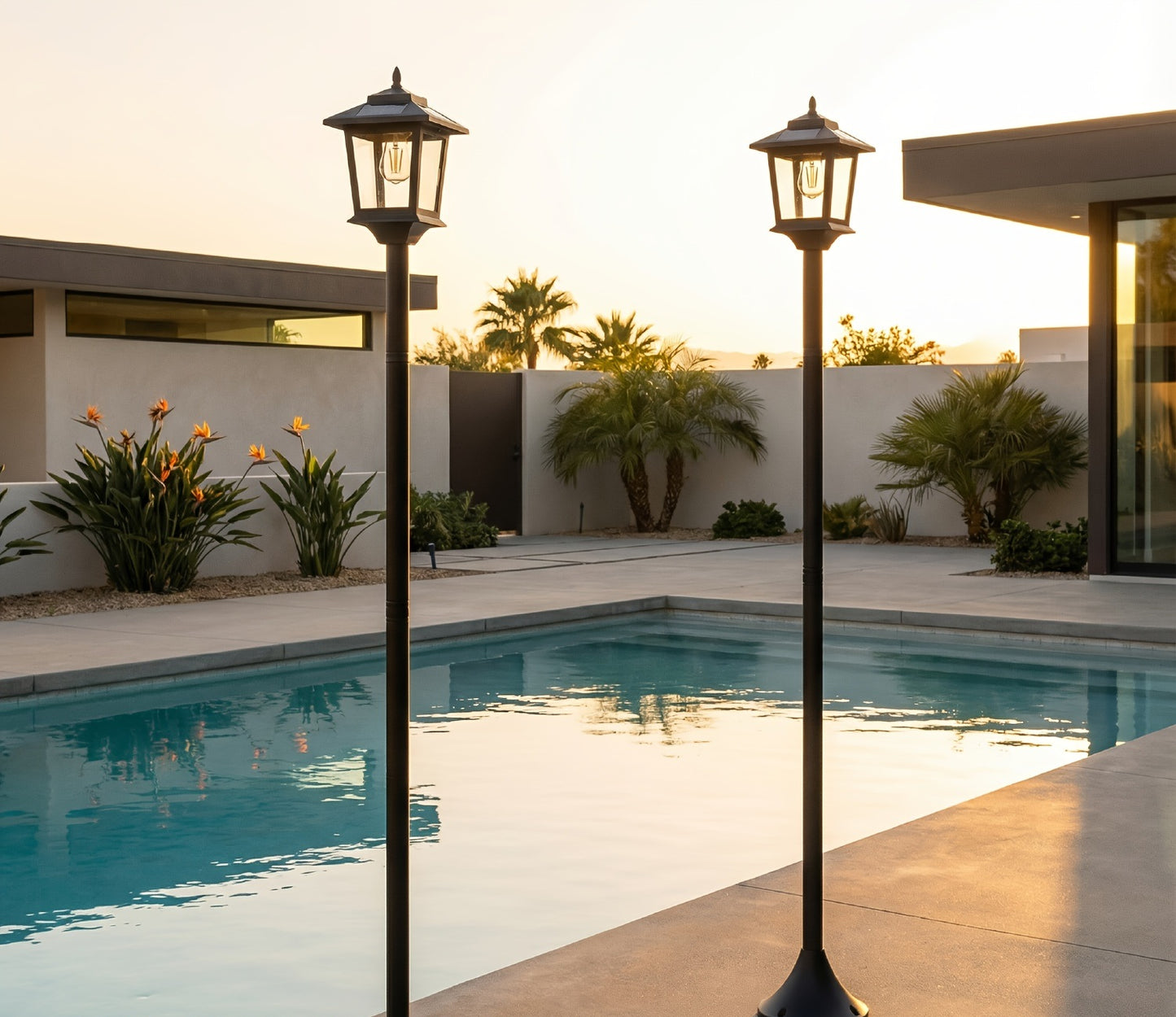 2pcs Solar Outdoor Lamp Post, Pole Lights with Built-in Lithium Battery, Automatic Solar Garden Lighting for Pathway, Yard, Porch, Driveway, Modern Landscape Lighting, Pathway Illumination, Energy Efficient Lighting, Replaceable Bulb, Birthday Gift