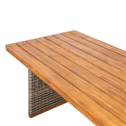 Outdoor Acacia Wood Dining Table, Teak Finish with Wicker