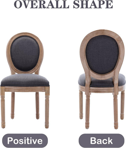 French Country Dining Chairs Set of 4 Oak Wood Round Back
