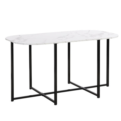 Modern 7-Piece Dining Table Set with Faux Marble Compact 55Inch