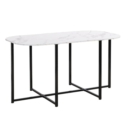 Modern 7-Piece Dining Table Set with Faux Marble Compact 55Inch