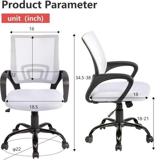 Ergonomic White Office Chair With Lumbar Support For Home