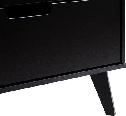 Modern Six Drawer Dresser Black 52 Inch Bedroom Storage
