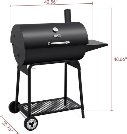 30 Inch Barrel Charcoal Grill With 627 Square Inches Cooking Space