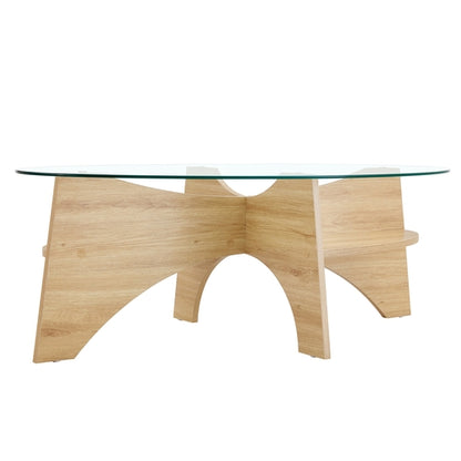 Oval Glass Coffee Table – 41.3" Modern Tempered Glass Table,