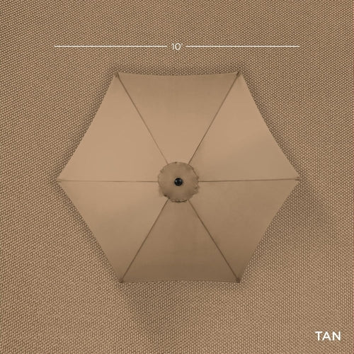 10 Foot Outdoor Steel Polyester Patio Umbrella Tan With Crank Tilt And