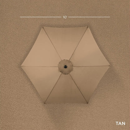 10 Foot Outdoor Steel Polyester Patio Umbrella Tan With Crank Tilt And
