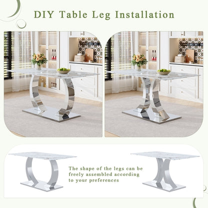 Luxury Modern 63-inch Dining Table Set With 4 Upholstered Chairs,