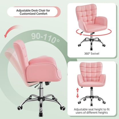 Pink Ergonomic Office Chair With Adjustable Height