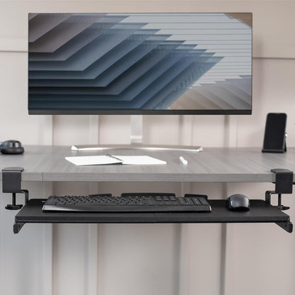 Under Desk Keyboard Tray 27x11 Inch C Clamp Mount Black