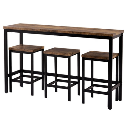 Counter Height Extra Long Dining Table Set with 3 Stools Pub Kitchen