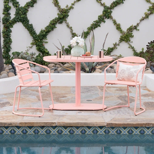 Santa Monica 3-Piece Outdoor Bistro Set – Modern Iron Patio Dining Set