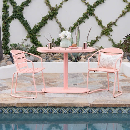 Santa Monica 3-Piece Outdoor Bistro Set – Modern Iron Patio Dining Set