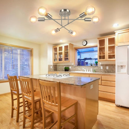Modern Sputnik Chandelier, 6-Light Ceiling Light Fixture, Bedroom