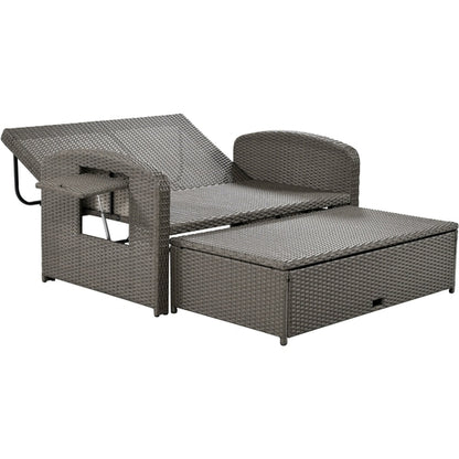 Outdoor Chaise Lounge Rattan White with Adjustable Design for Patio,