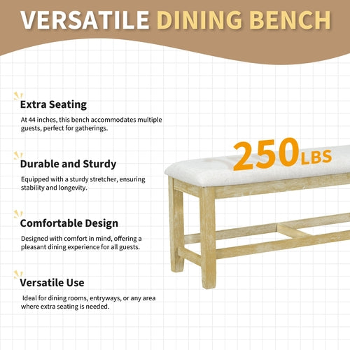Farmhouse 6-Piece 60inch Extendable Pedestal Dining Table Set with
