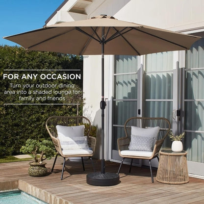 10 Foot Outdoor Steel Polyester Patio Umbrella Tan With Crank Tilt And