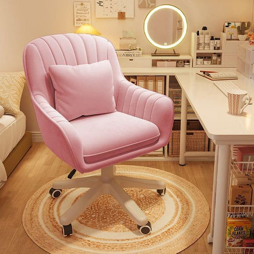 Velvet Home Office Chair With Tufted Mid Back And Height Adjustment