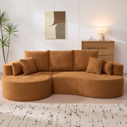 106" Curved Boucle Cloud Sectional Sofa with Chaise Lounge – 2-Piece