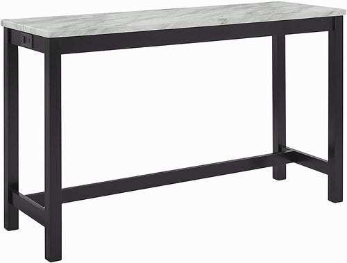 Blue Velvet Bar Table Set With 3 Stools Faux Marble Top