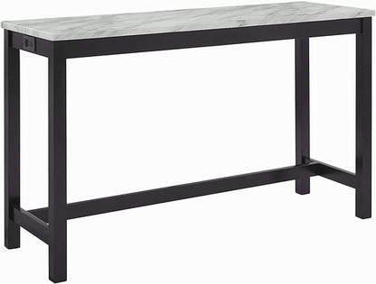 Blue Velvet Bar Table Set With 3 Stools Faux Marble Top